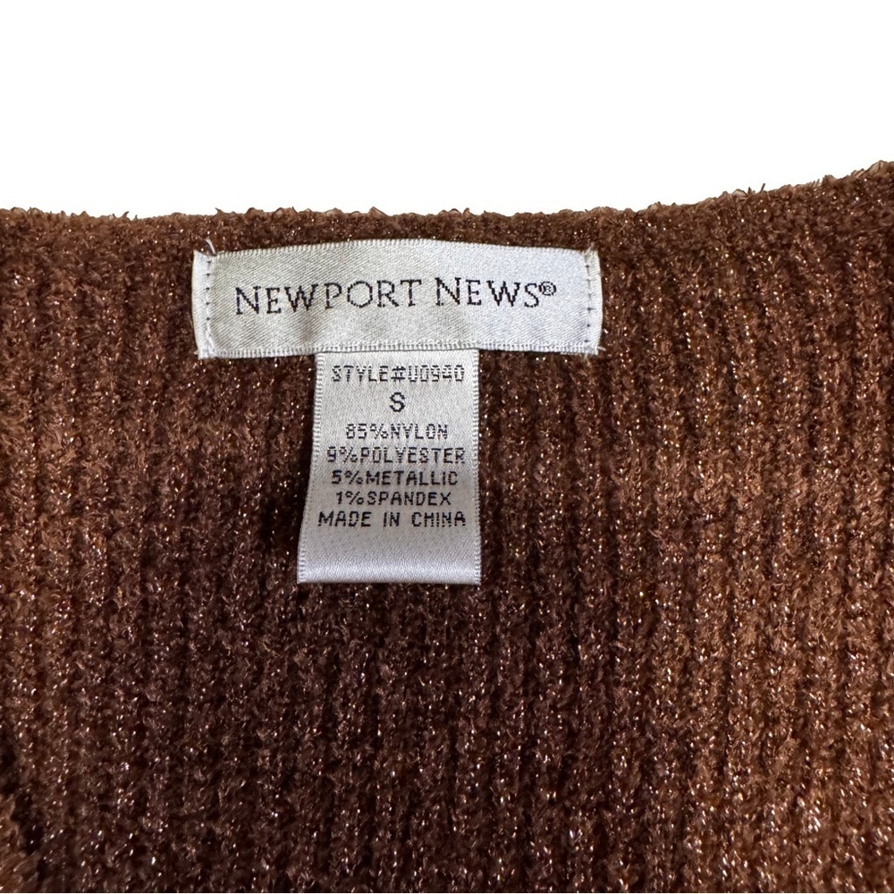 Newport News Brown Metallic Dress Size Small Balloon Sleeves Fit and Flare NWOT - Picture 5 of 13